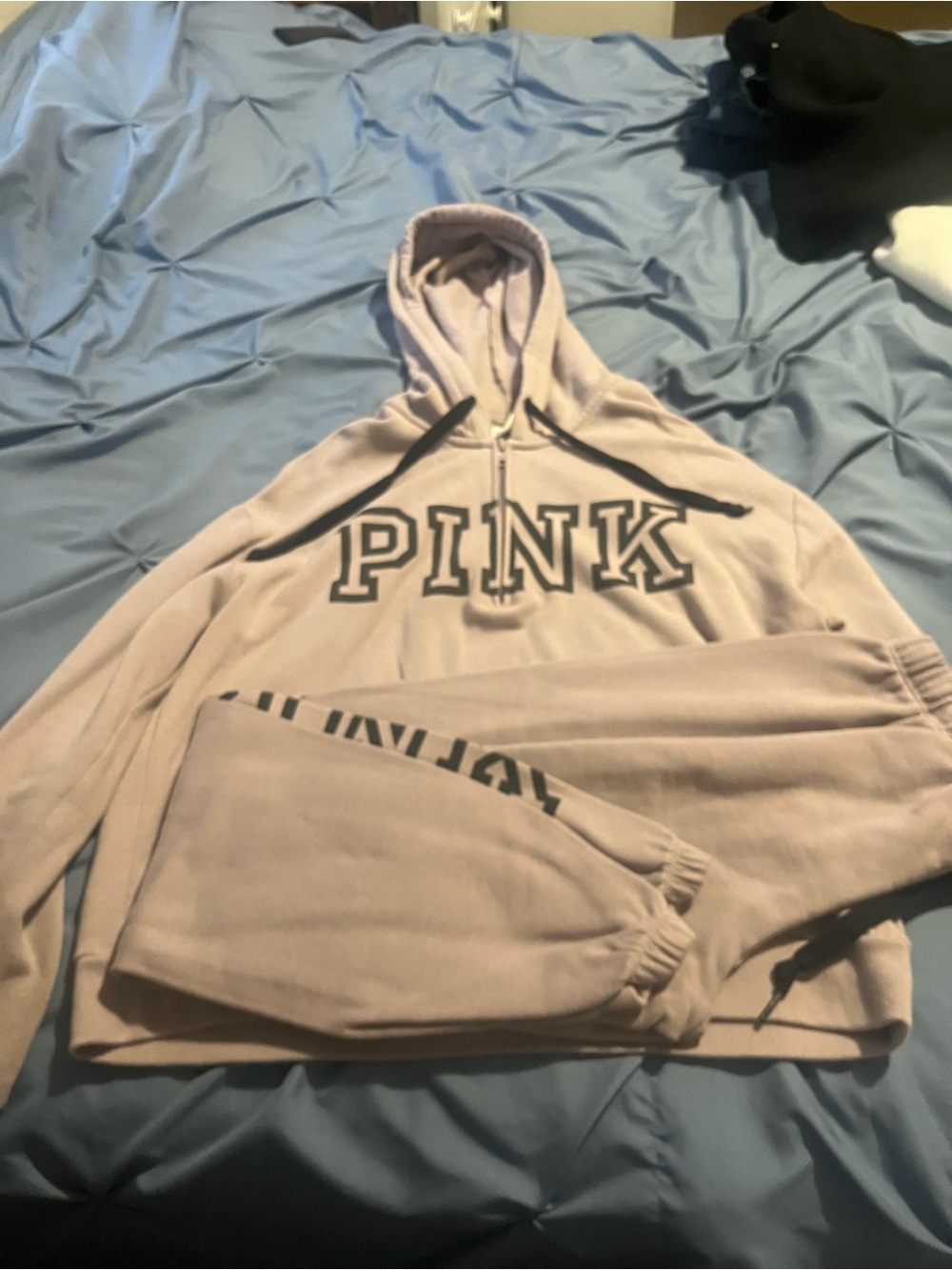 PINK Lavender Quarter Zip Hoodie & Pants 2-Piece Sweatsuit Set